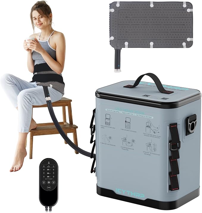 ICYTHRP Cold Therapy Machine with Programmable Timer, FSA Eligible HSA, Portable Ice Machine for Hip After Surgery, Hip Replacement Recovery System, Cryotherapy Pain Relief with Specific Hip Pad