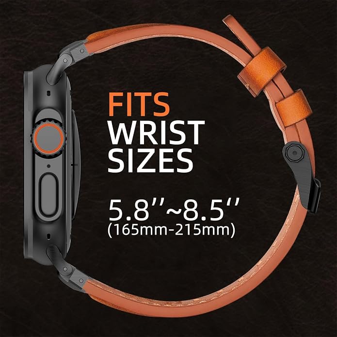 Vintage Genuine Leather Band for Apple Watch Ultra 49mm (2026 Upgrade), Rugged Replacement Strap Compatible with iWatch 46mm 45mm 44mm - for Men Women, Fit Ultra3/2/1, SE 3/2/1, Series11 10/9/8/7/6/5/4