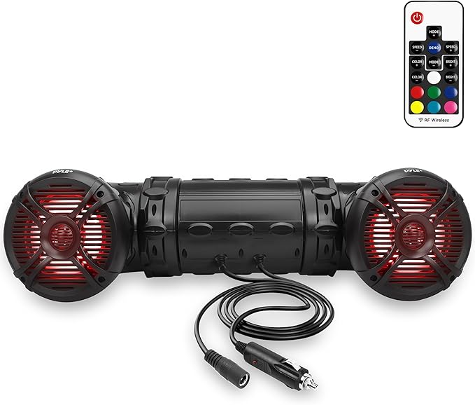 Pyle Bluetooth Speakers 800 Watt 6.5 Inch Amplified Sound System with Multi-Color LED Lights, Waterproof Marine Bluetooth Wireless Speakers with Weatherproof Design, Ideal for Outdoor and Vehicle Use