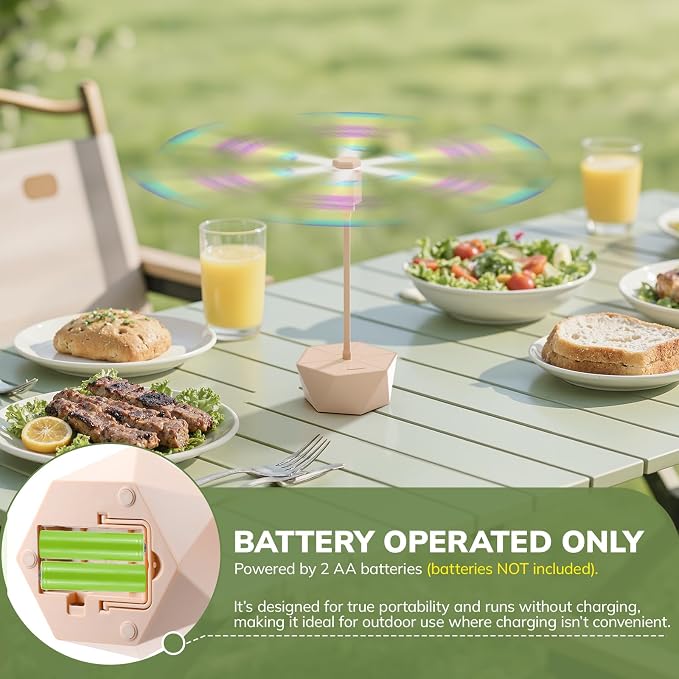 Grete Gotye Portable Battery Powered Fly Fans for Tables Up to 15 Hours Working Time, 6-Pack Indoor Outdoor Food Fan with Flexible Goose-Neck Blades for Home Restaurant Party Picnic Patio BBQ, Pink