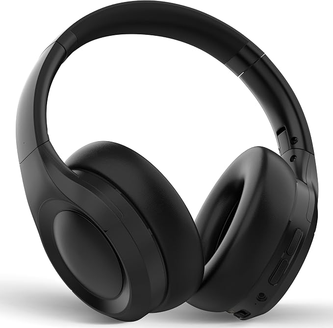 Active Noise Cancelling Headphones, Bluetooth Over Ear, Hi-Fi Stereo,100H Playback Time, High-Resolution Audio, Water Resistant, Deep Bass, Memory Foam Ear Cups, Home, Office, Studio,Travel, Work, Gym