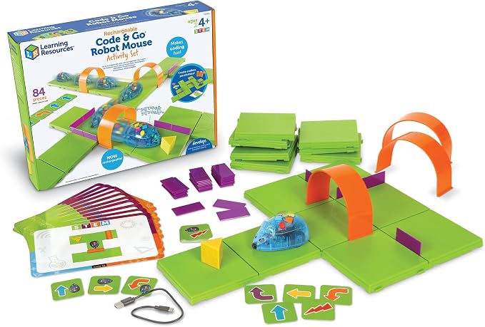 Learning Resources Code & Go Robot Mouse Activity Set, Rechargeable Robot Toy, Early Coding for Kids 5-7, STEM Programming for kids