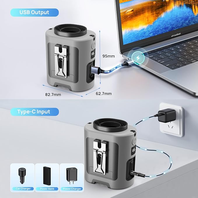 Clip-on Wearable Fan with Portable Nack Fan Personal with 4 Speeds 13000RPM Powerful Airflow, Up to 22H Run Time, Ideal for Camping, Outdoor, Jobsite