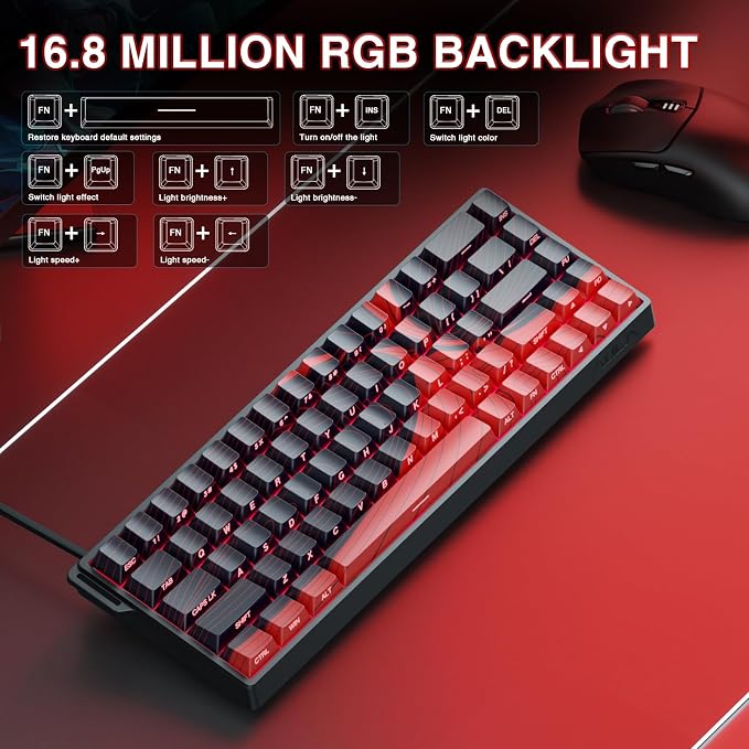 AULA WIN68 HE MAX - Hall Effect Gaming Keyboard with Magnetic Switch, Adjustable Actuation Fast Trigger Mode, 8KHz Polling Rate, RGB Backlit Wired Mechanical Gaming Keyboard 60 Percent Compact Design