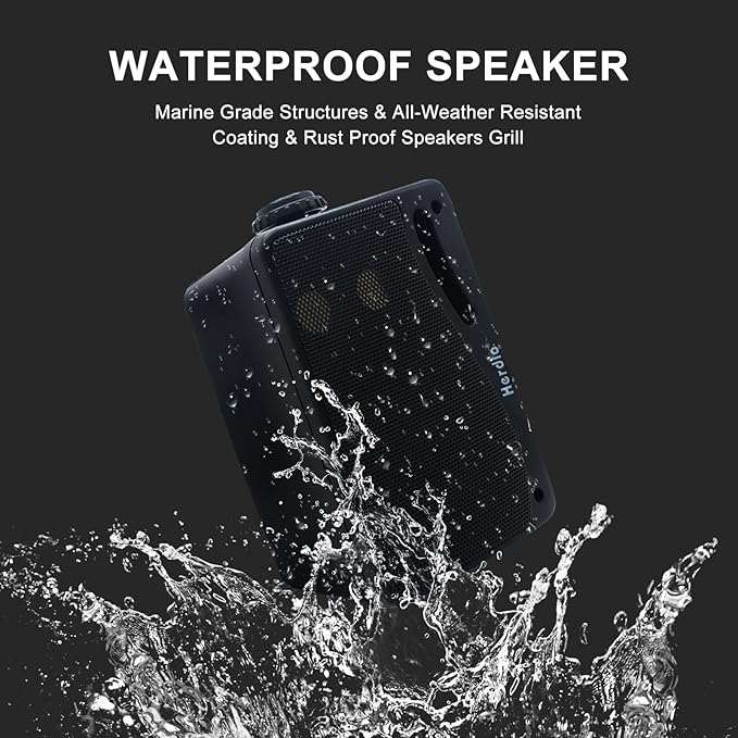 Herdio 3.5" Outdoor Bluetooth Speakers Wired Waterproof, 200W 3 Way Upgrade Premium Wall Mount Speakers, Durable Mountable Loud Sound System for Patio Indoor Deck Garage (Black Pair)