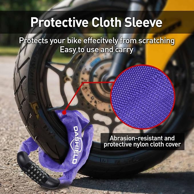 Bike Chain Lock Security 5 Digit Resettable Combination, 38.6 inches Heavy Duty Anti Theft Lock Chain for Bicycle, Motocycle, Scooter, Gate, Fence (Purple, 3.2ft)
