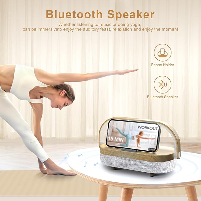 Nightstand Lamp with Wireless Charger,4 in 1 Touch Bedside Lamp Bluetooth Speaker,Portable Dimmable LED Night Light,Corporate Gifts Premium for Employees Clients,Birthday Gifts Women Wife Friend