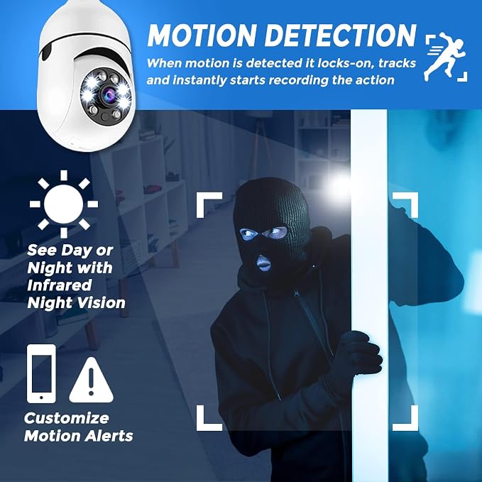 Security Camera, Two Way Talk 1080P HD Video WiFi Smart Camera, Indoor Outdoor Night Vision 360 Degree Motion Detection with SD Card (Pack of 2)