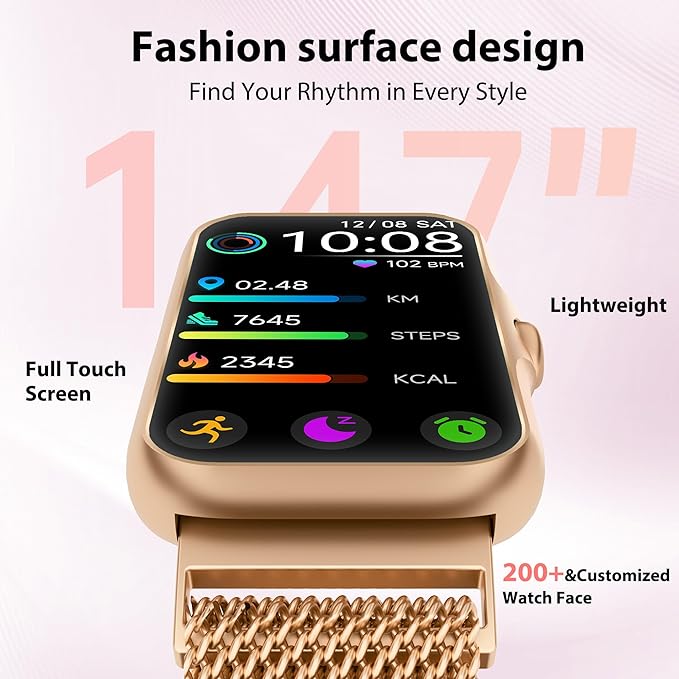 Fitness Tracker with 24/7 Continuous Heart Rate, Blood Oxy-gen Monitor, Smart Watch with Sleep Monitor, IP68 Waterproof Activity Tracker Step Counter for Women Men