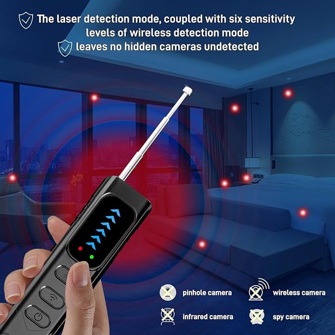 Hidden Camera Detectors,Anti-Spying Device,Portable GPS Tracker Detector and Bug Detection Device,Wireless Signal and RF Scanner,Hidden Camera Finder for Travel,Hotels,Home,Office,Car