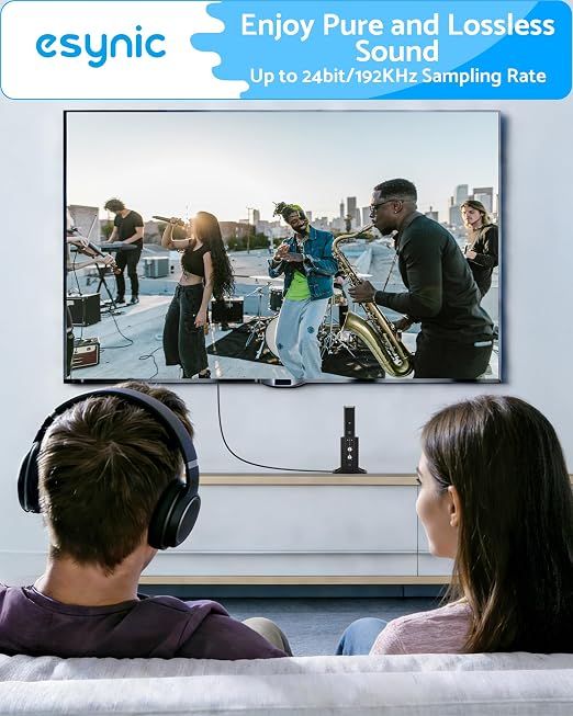 eSynic Professional 192KHZ eARC to Optical Converter-5 ft Long Compact Cable Design-USB Power ARC Audio Extractor-Plug & Play-Dolby5.1 & DTS 5.1 Formats-from HDTV ARC/eARC Ports to Optical Soundbar