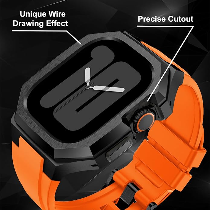 Luxury Metal Case with Band Compatible for Apple Watch 44mm 45mm 46mm 49mm,Men Rugged Protective Bumper Cover with Soft Silicone Strap for iWatch Series 11/10/9/8/7/6/SE3/SE2/SE/5/4 and Ultra 3/2/1 49mm