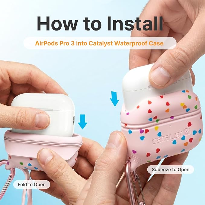 Catalyst Case for AirPods Pro 3, Waterproof IP67 & Drop-Proof Silicone Case Cover for Apple Airpod Pro 3, Wireless Charging Compatible, One-Piece Design with Carabiner for Active Lifestyles