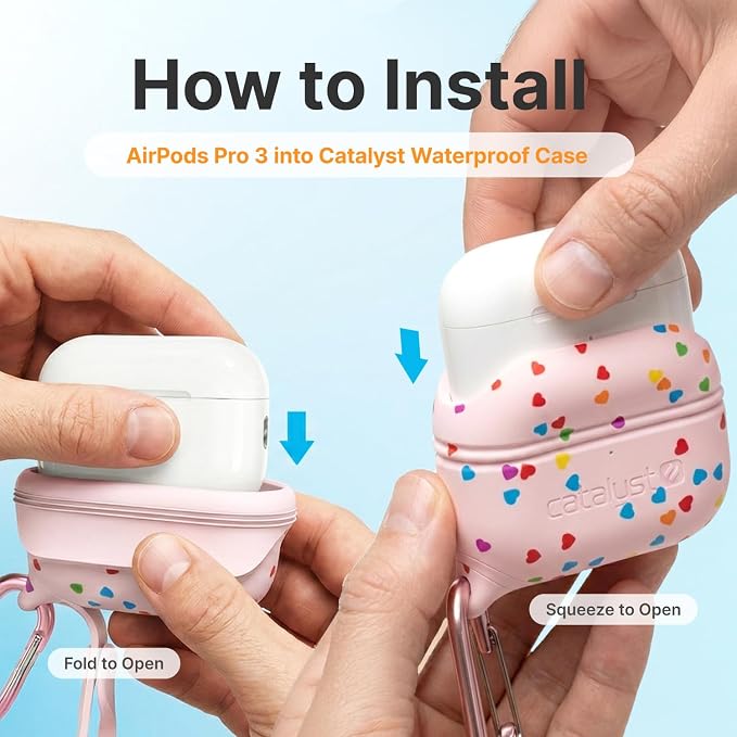 Catalyst Case for AirPods Pro 3, Waterproof IP67 & Drop-Proof Silicone Case Cover for Apple Airpod Pro 3, Wireless Charging Compatible, One-Piece Design with Carabiner for Active Lifestyles