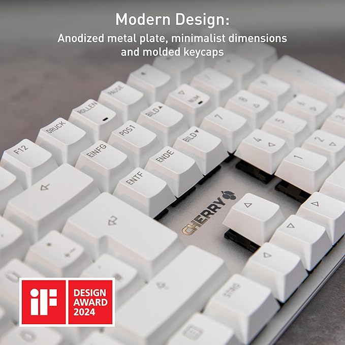 Cherry KC 200 MX, Wired Mechanical Office Keyboard, Modern Design with Elegant Aluminum Surface, USB-A Connection, MX2A Brown Switches, Black/Bronze