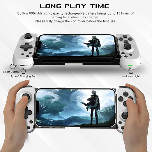 arVin Mobile Game Controller for iPhone/iPad/Android/Samsung/Tablet/PC/Switch/PS3/PS4, Wireless Gamepad Joystick with Turbo/6-axis Gyro/Vibration, Play Xbox Cloud Gaming/PS Remote Play/Steam Link