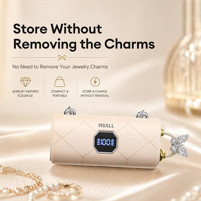 Clip On Earbuds with Detachable Diamond Butterfly Earrings, Bluetooth 6.0 Open Ear Earbuds for Women, Led Display Leather Texture Charging, Comfortable Fit for Small Ear, Daily Wear&Gifts, X22 Beige