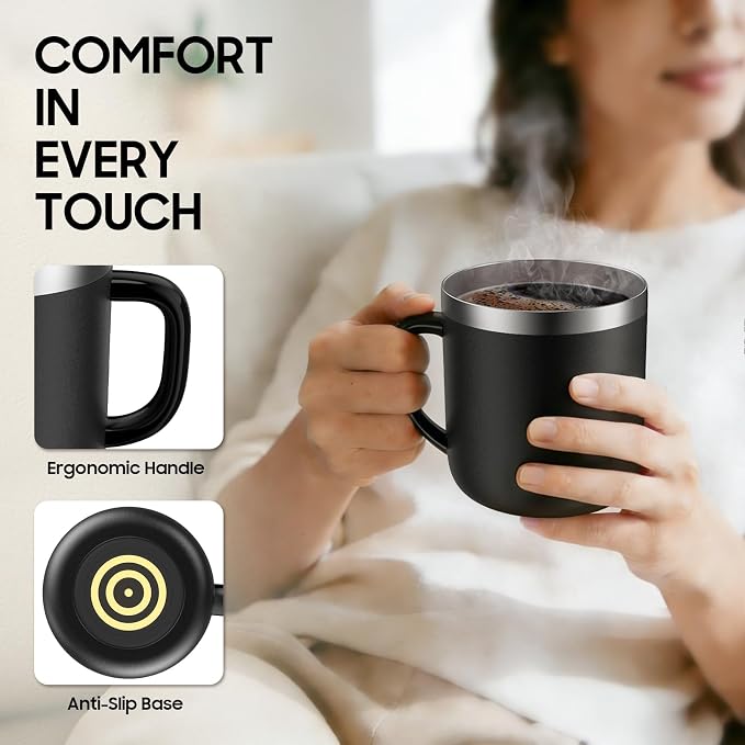 Smart Electric Heated Coffee Mug with Temperature Control, 5 Settings & Display, Auto Shut-Off, Fast Heating Warmer Set with Stainsteel Coffee Mug