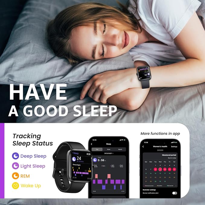 TOZO S3 Smart Watch for Men & Women, 1.83" HD Touchscreen, Bluetooth Calling, Sleep & Activity Tracking, IP68 Waterproof, 10-Day Battery Life, Compatible with iOS & Android