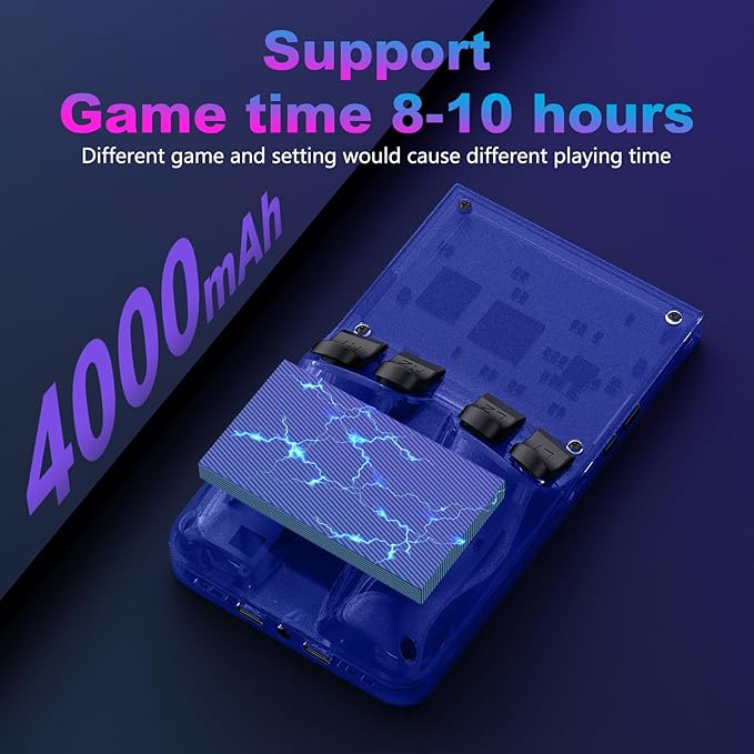 R36MAX Retro Handheld Game Console, 4.0 Inch 720x720 IPS Screen, 64GB Built-in 18,000+ Classic Game, Portable Hand Held Open Source Linux System, 4000mAh Battery Retro Gaming Console(Blue 64GB)