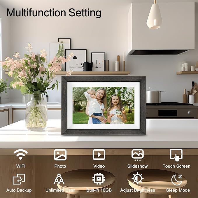 Frameo Digital Photo Frame,10.1 Inch WiFi Smart Digital Picture Frame with HD IPS Touch Screen,Auto-Rotate,Send Pictures from Anywhere via Frameo APP,Gifts for Mom