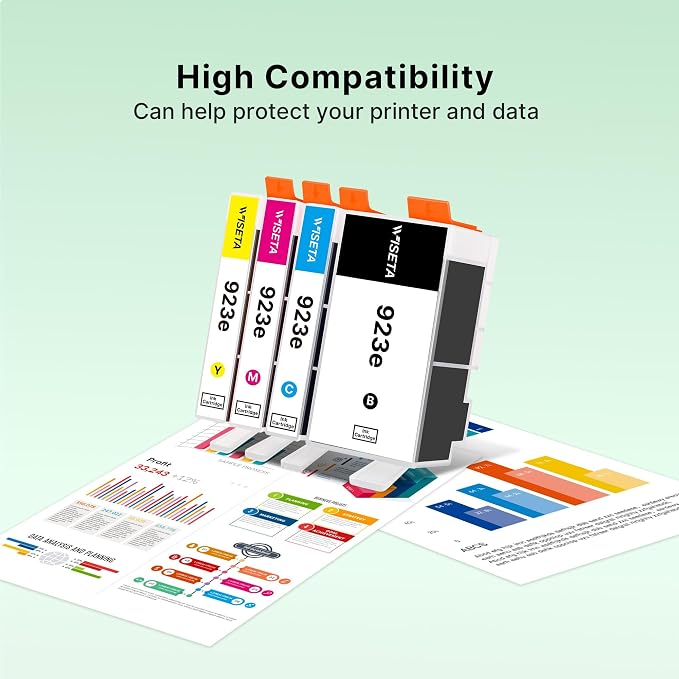 923XL 923 Ink Cartridges Combo Pack: Replacement for HP 923 Black, Cyan, Magenta, Yellow Ink Cartridges (4-Pack) | Works with HP OfficeJet Pro 8130e, 8135e, 8138e, 8139e, 8125e, 8122e, 8120, 8124e