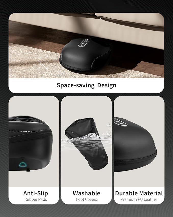 Nekteck Shiatsu Foot Massager Machine with Heat for Plantar Fasciitis, Neuropathy Pain, Remote APP Control, Deep Kneading, Air Compression, Gifts for Mom Her Him, Fits up to 13"