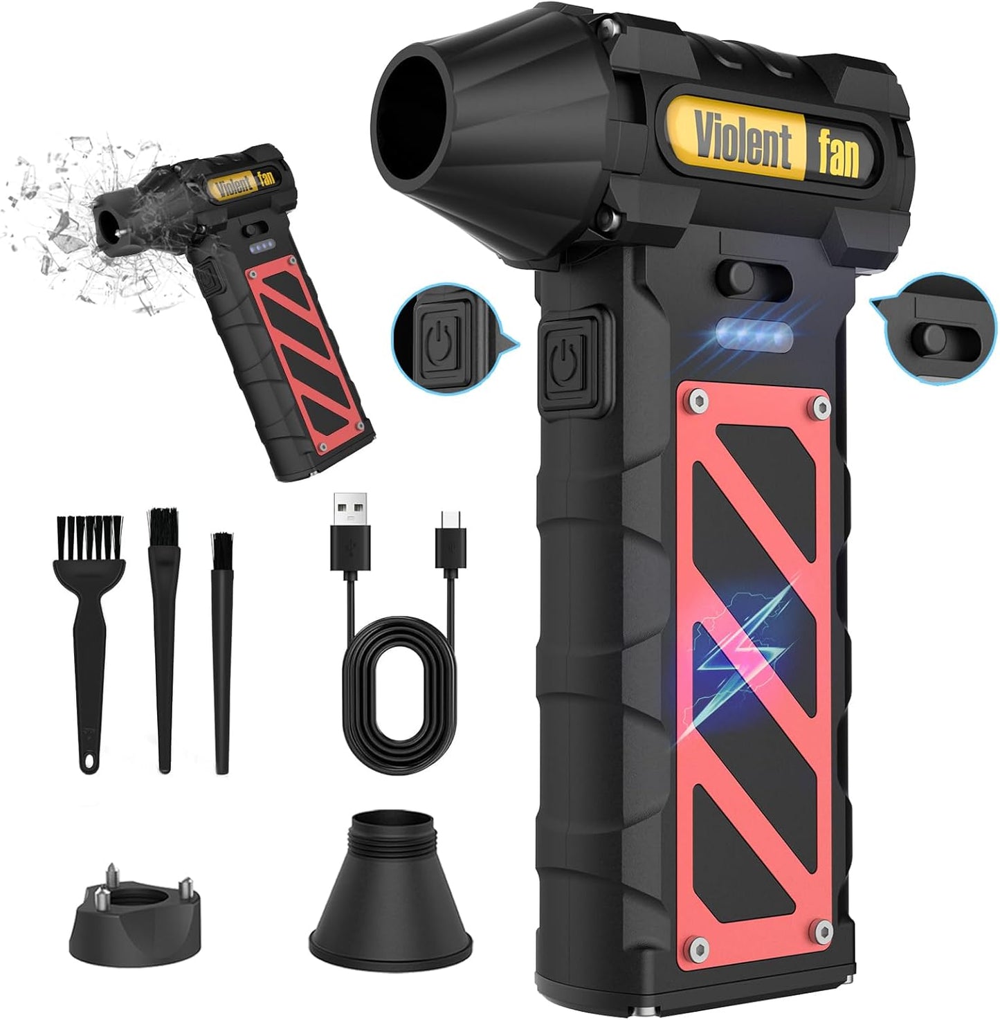 Electric Air Duster-Compressed Air Duster,60mph Wind Stepless Speed Canned Air for PC/Compute/Electronics/Home&Car Cleaning, 150000RPM Air Blower to Spray Air Can Dust Off Keyboard Cleaner (Black)