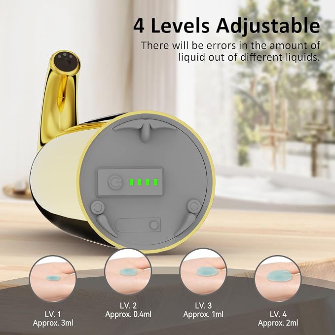 Convenient Automatic Soap Dispenser,4 Adjustable Levels Touchless Hand Sanitizer Pump with Infrared Sensor, Countertop Electric Dispenser for Bathroom,Kitchen