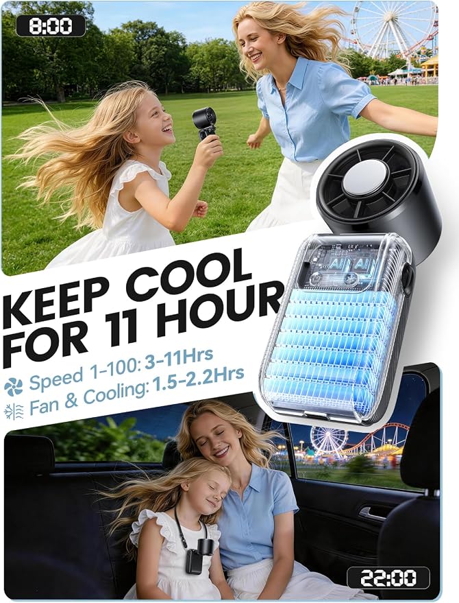 Portable Mini Handheld Fan with Ice Cooler & 5.5 Inch Rechargeable Clip‑on Fan with LED Display & 360° Rotation