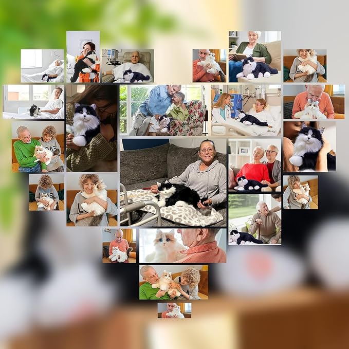 Chongker Interactive Robot Cat, Realistic Cat with Lifelike Heartbeats, Purring, Custom Name & Voice Interaction, Relieving Anxiety in the Elderly, for Daily Companionship and Soothing Sleep-Percy
