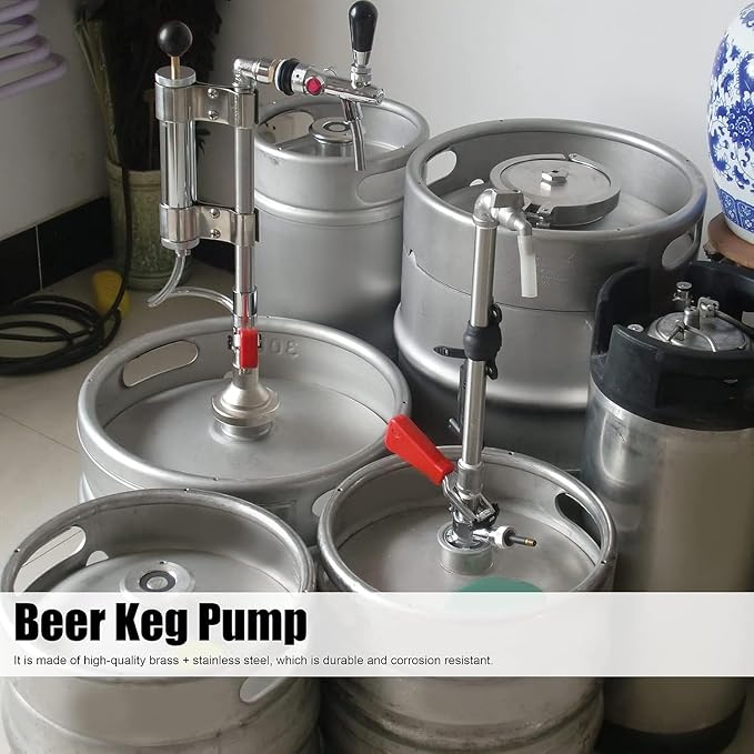 G5/8 Heavy Duty Beer Keg Pump Kit 8inch Keg Tap Keg Pressurize Pump Kit with Dispenser Beer Faucet S~Type Coupler for Bars, Pubs, Restaurants, Hotels,Homes,Draft Beer Accessories(8in Type S)