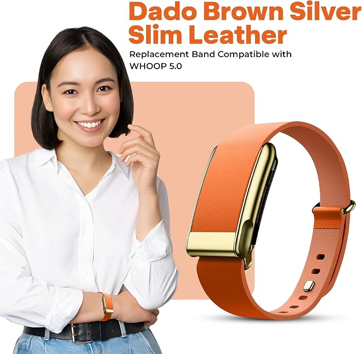 DADO Luxe Tapered Leather Replacement Band Compatible with WHOOP 5.0, One, Peak, and Life Fitness Tracker – Durable & Comfortable | Not for Whoop Gen 4