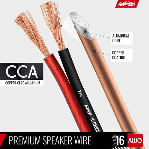 Install Link 16 AWG Gauge Speaker Wire Cable Stereo, Car or Home Theater, CCA (250 Feet)