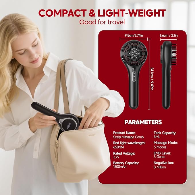 Morfone Upgrade 3 in 1 Electric Scalp Massager Brushes, Hair Oil Applicator, IPX7 Waterproof Scalp Massager Comb, Cordless & Portable Adjustable Modes for Men Women