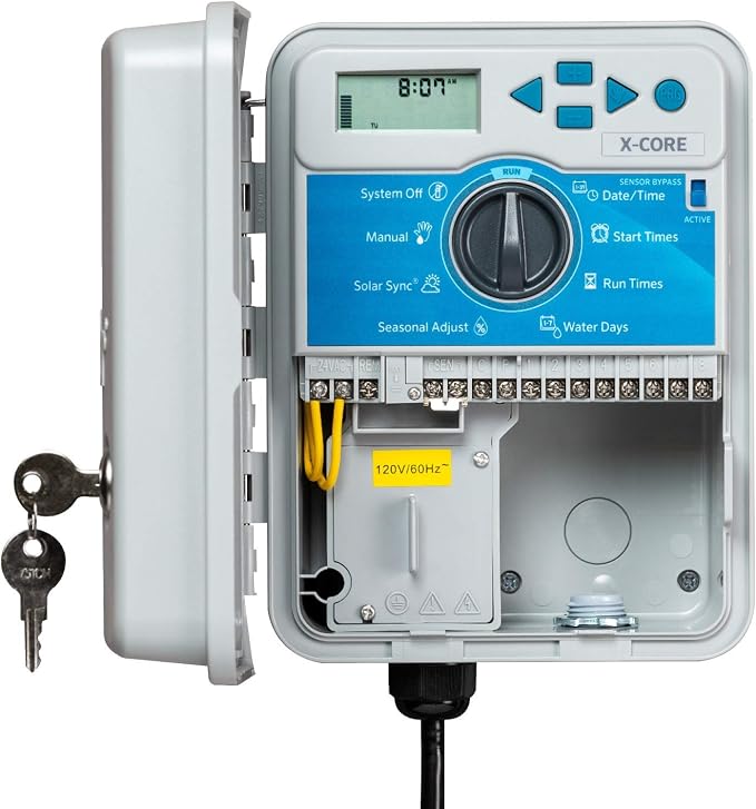 Hunter XC800 X-Core 8 Zone Outdoor/Indoor Sprinkler Timer, Weatherproof Irrigation Controller for Lawn and Garden, Programmable Automatic Watering, Easy Install