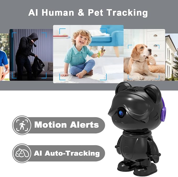 3K 5MP Indoor Security Camera for Home – Cute Bear Baby Monitor & Pet Camera, 2.4/5G WiFi, AI Human & Pet Detection with Auto Tracking, IR Night Vision, RTSP/ONVIF, Works with Alexa & Google