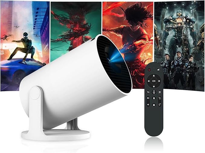 Mini Projector Portable Projector, Smart Projector Auto Horizontal Correction, Native 1080P Brightness 200 ANSI, Outdoor Movie Projector Compatible with Phone, Wi-Fi 6 BT5.2 Android 11