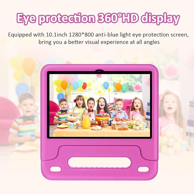 WXUNJA Android 15 Kids Tablet, 2025 Upgraded 10.1 Inch Tablets with Octa-core Processor, 6000mAh Battery, Kid Space, Parental Control,Pre-Loaded Kids Apps, 2.4/5GHZ Dual WiFi, Case Included, Red