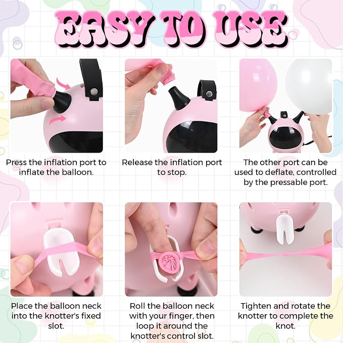 Togvu Balloon Pump Electric, Portable Balloons Inflator Air Pump with 2 Nozzles, Small Balloon Blower Machine 600W for Latex Garland Arch and Foil Balloons
