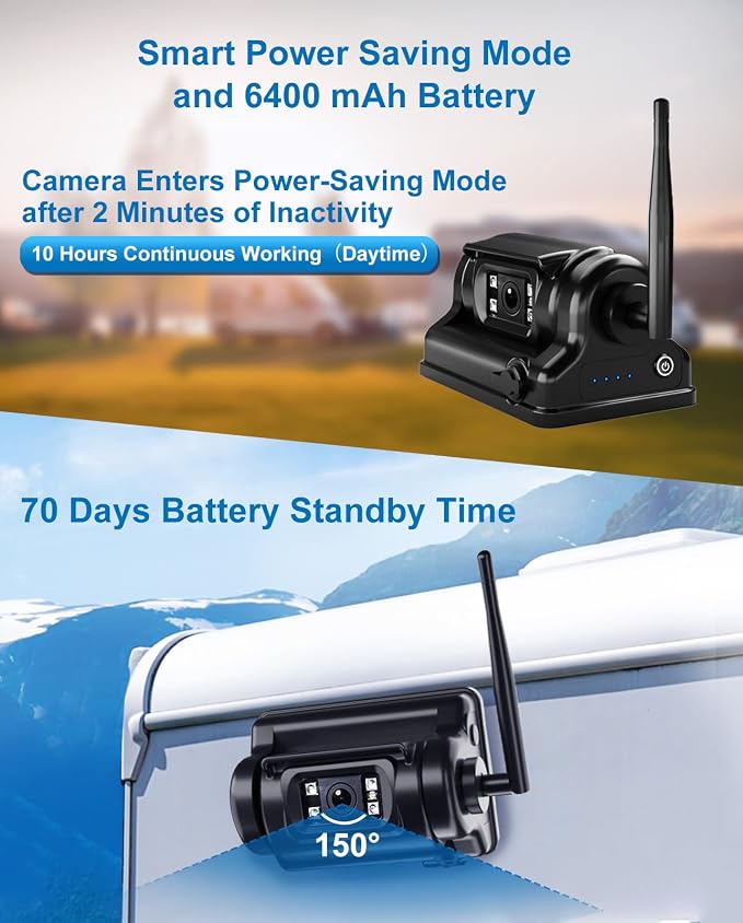 Magnetic WiFi Backup Camera with INSEETECH 8700mAh Magnetic 12V Battery Pack