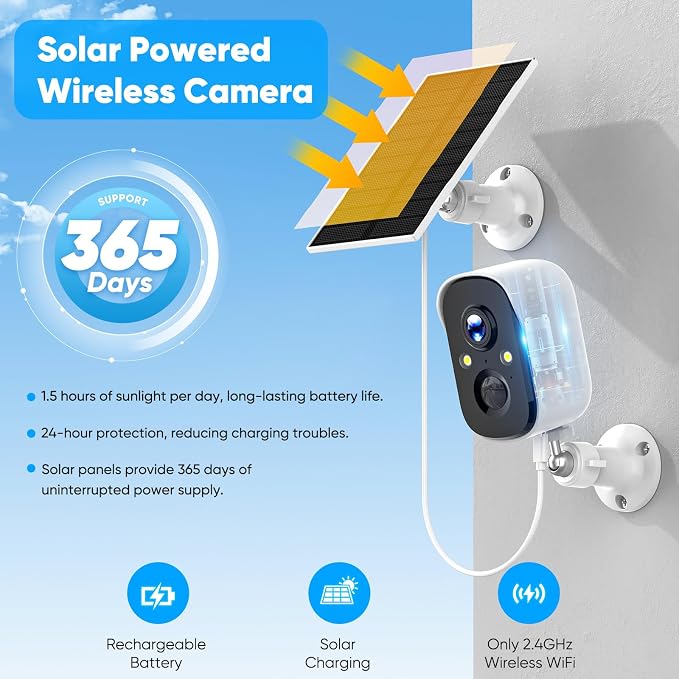 Poyasilon 2-Pack Solar Security Cameras Wireless Outdoor,2K Solar Camera Wireless for Home Color Night Vision Two-Way Talk Two Spotlights,Cloud/SD Only 2.4GHz WiFi