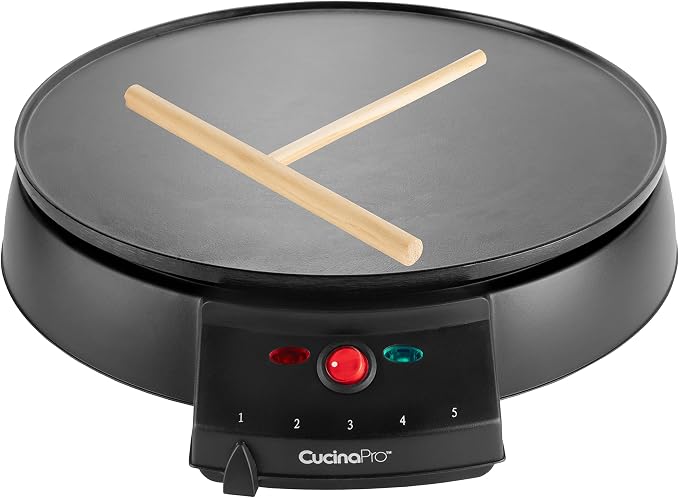 12" Griddle & Crepe Maker, Non-Stick Electric Crepe Pan with Batter Spreader & Recipe Guide- Dual Use Hot Plate for Breakfast Brunch, Blintzes, Eggs, Pancakes- Portable, Adjustable Temp Settings, Gift