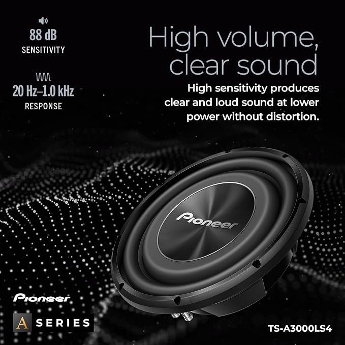 Pioneer A-Series TS-A3000LS4 12” Subwoofer – 1500W Max, Shallow-Mount Design, Deep Bass in Tight Spaces, Compact, Slim, Truck/Car Subwoofer