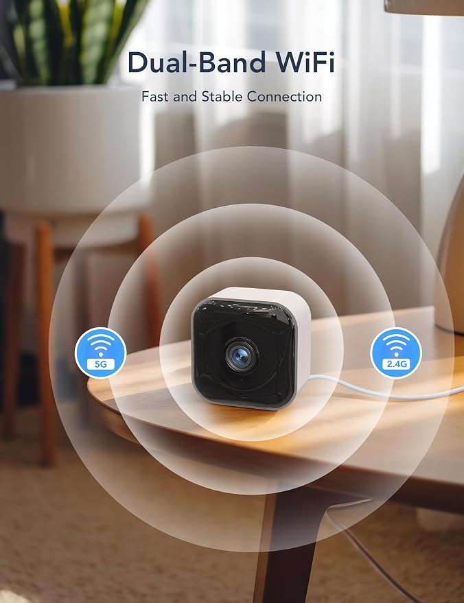 GNCC 2K Indoor Security Camera for Home, Pet Camera 2.4g/5g WiFi, Mini Dog Cam with Phone App, Motion Detection, Works w/Alexa, Cloud & SD Card Storage, Fixed View, Plug-in
