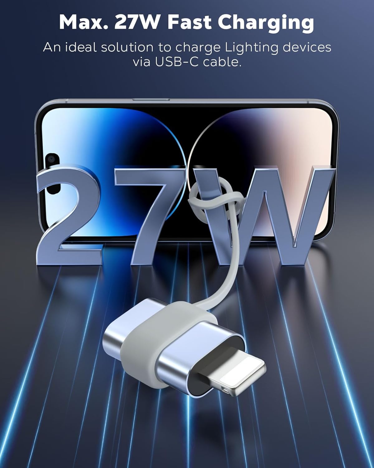 MoKo USB C to Lightning Adapter 4 Pack, Not for Audio/OTG, Lightning Male to USB C Female Adapter for iPhone 14/13/12/11/X Series, iPad/AirPods, Charging & Data Sync, with Anti-Lost Loop, Gray