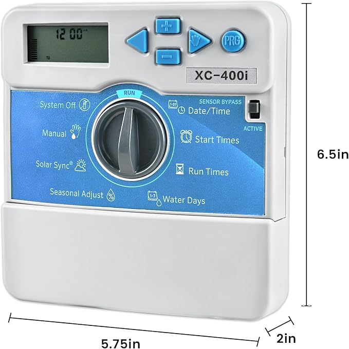 Compatible with Hunter X-Core XC400i Indoor Sprinkler Timer, 4 Zone Irrigation Controller, Indoor Lawn & Garden Watering System, Easy Program, No Wi-Fi Required