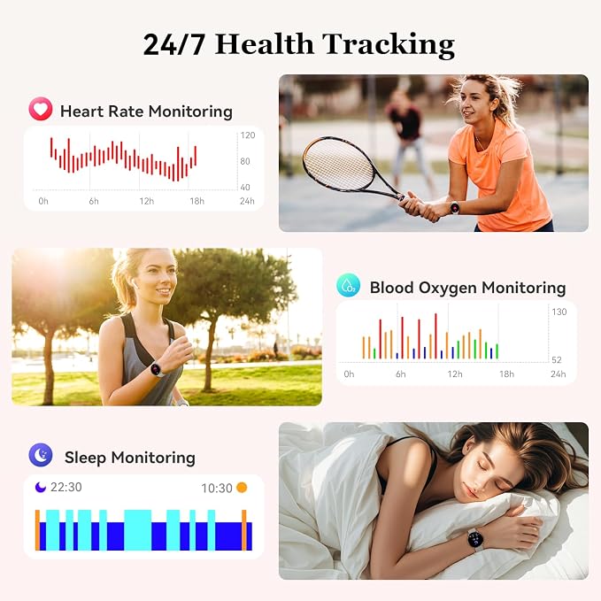 Smart Watch for Women Fitness Tracker: Waterproof Bluetooth Call Answer/Make Smart Watches for Android/iPhone Digital Women Smartwatch Activity Pedometer Heart Rate SpO2 Monitor 120+ Sports Model