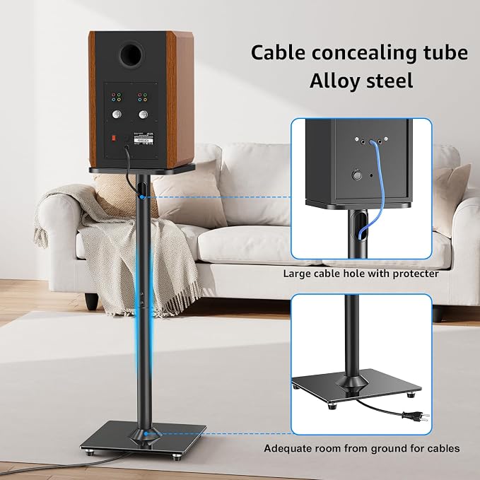 MOUNTUP Universal Speaker Stands Pair for Surround Sound Home Theater, 31" Height Floor Speaker Stands Max 22LBS, Bookshelf Studio Satellite Speakers Fit Klipsch Polk Yamaha, Non Slip Pad Easy Install