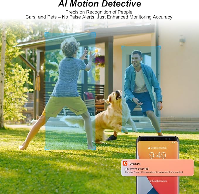2K Solar Camera Outdoor Wireless-5/2.4Ghz WiFi Cameras for Home Security, AI Motion Detection, Color Night Vision, SD Card/Cloud Storage, Waterproof, Compatible with Alexa/Google Home (2 Cameras)